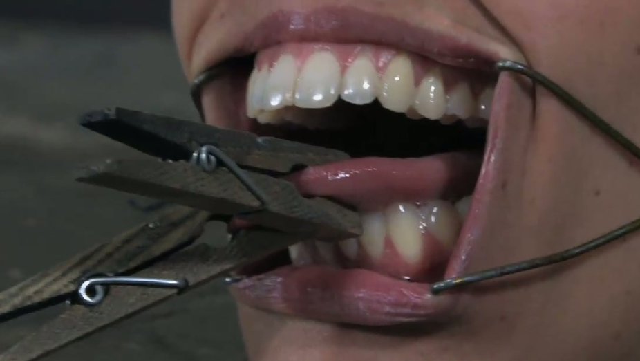 Mouth Bdsm - Skanky Latin doxy gets her nose holes and mouth widened with BDSM gadgets