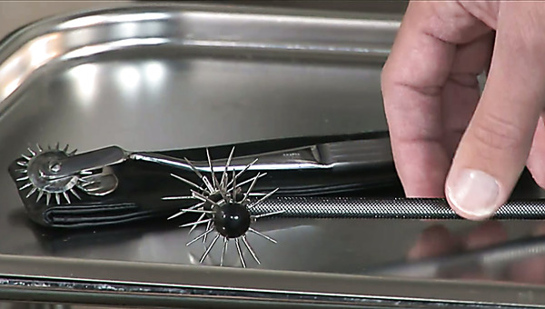 Divine blond hottie gets her cunt tickled with sex toy by kinky gynecologist