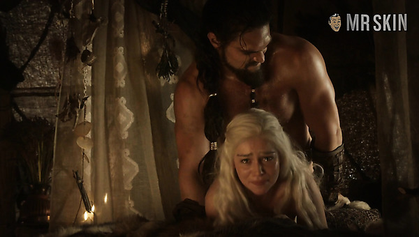 Some rough doggy bed scene with blonde babe named Emilia Clarke