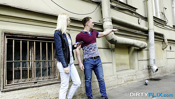 Blonde gal in glasses Aurora Sky is happy to expose booty and to fuck doggy