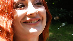 Adorable redhead cutie seduces her old teacher for hot fuck in the city park