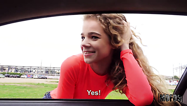 Picked up sinful curly girl is turned into cowgirl riding dick in the car