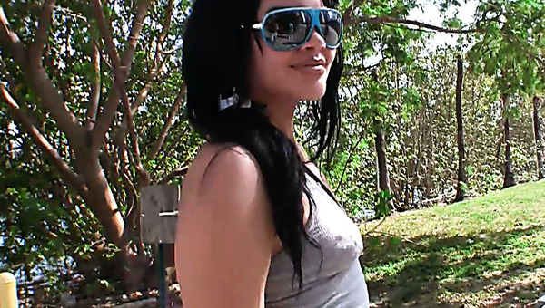 Insanely hot brunette with gorgeous ass gives hot blowjob to her lover