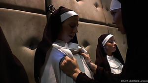 Sinful nuns with juicy bubble asses are ready for anal dilation and masturbation