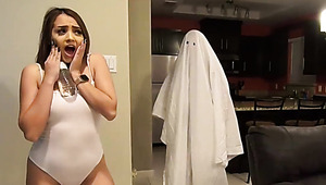 Ghost with a huge cock creampies home alone teen - Halloween Roleplay