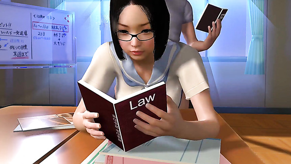 Asian student fucked from behind while she reads - Porn Cartoon