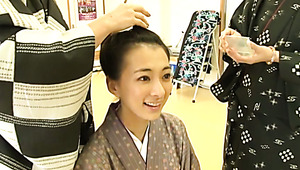 Asian cutie Masako Umemiya gets prepared to become geisha