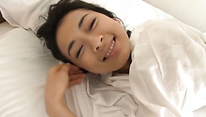 Japanese angel Masako Umemiya wakes up in the morning really happy