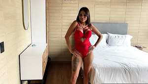 Cute Sexy Busty Latina Hottie In Red Bodysuit Wanna Get Fucked Really Hard