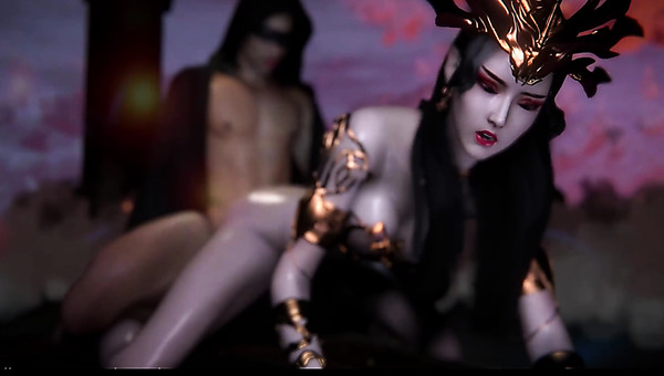 3D Porn With Chinese Voice: Sexy Slim Queen Medusa Enjoys Hot Fuck Ending Up With Cum On Her Boobs