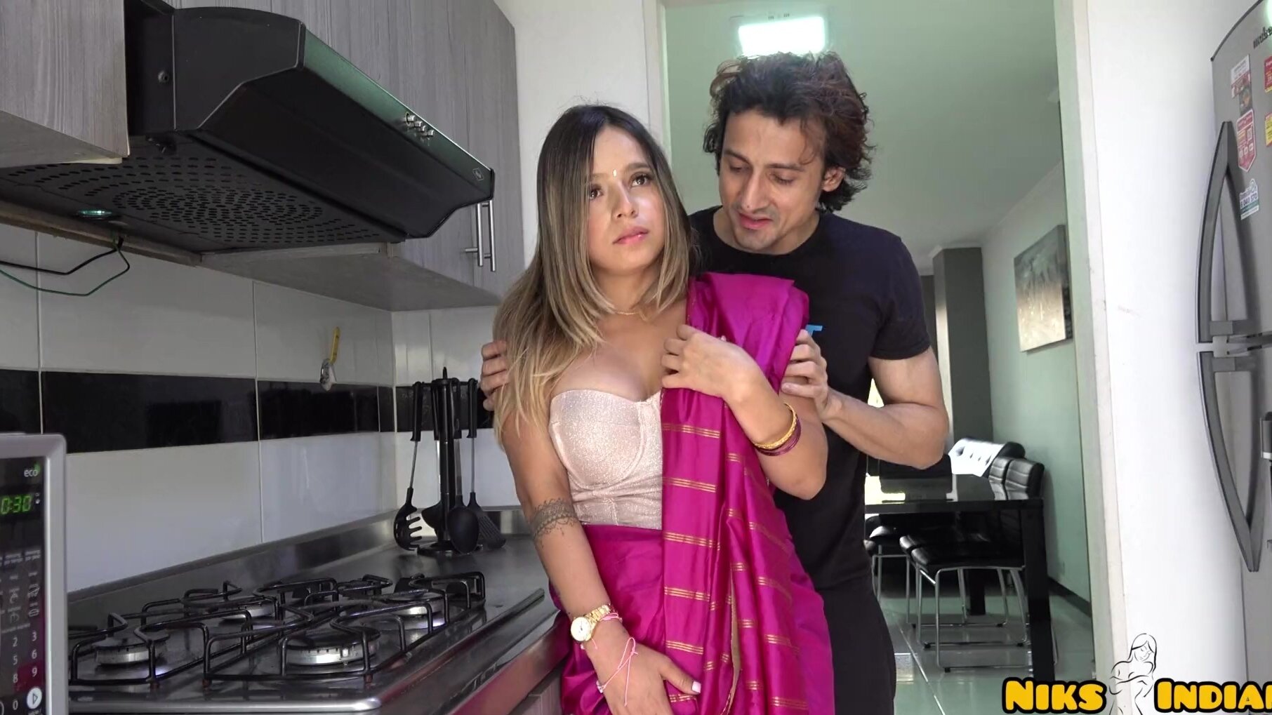 Shy Fit Busty Indian Wife Rushes Into a Passionate Kitchen Sex With Her Brother-in-law photo