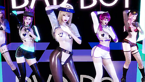Hot and busty League of Legends babes are dancing streaptease in this 3d video