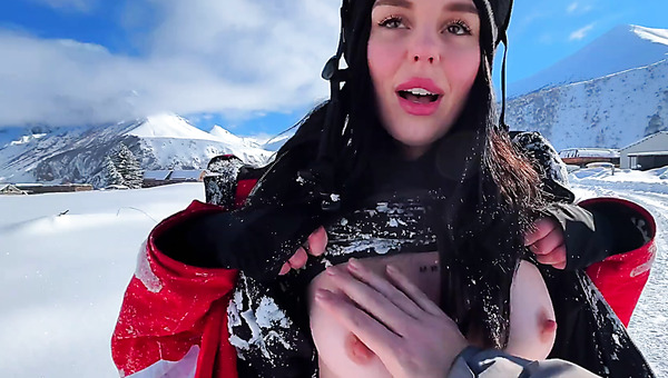 Ski resort fuck with depraved Russian cum slut - POV
