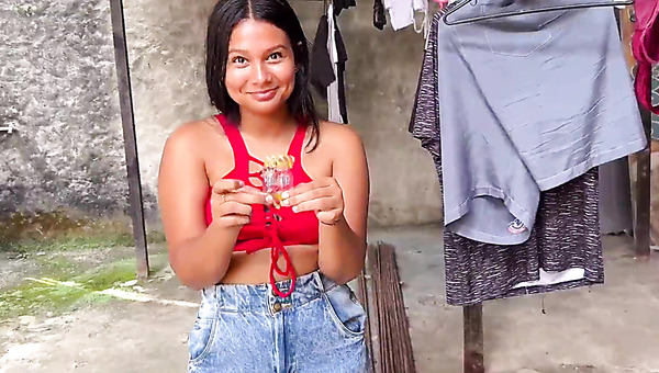 POV public fuck for money with petite Latina neighbor