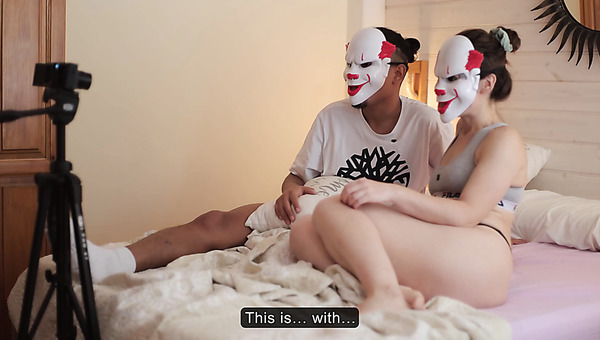 Amateurs filmed a home video fucking with masks on
