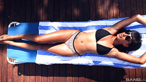 Busty Kali Sudhra enjoyed a young cock by the pool