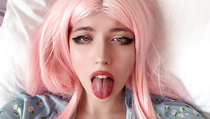 Sweet Slim Pink-haired Teen Begs You To Follow Her JOI & Cum On Her Pretty Face