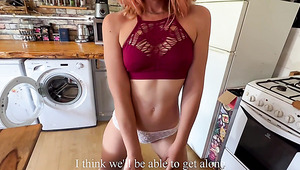 Skinny milf called for a repairman, but got fucked as well POV