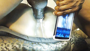 Sexy ebony girl gets fucked in her ass in missionary position and gets creampied