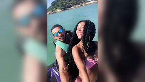 Amateur girl has sex with her instructor, while riding on the jet ski