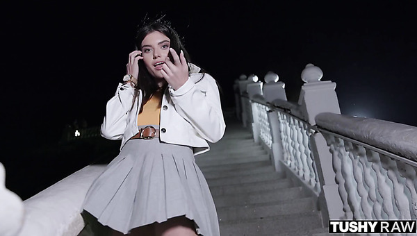 Stefany Kyler endures a sex toy up her ass while having a dick in doggy