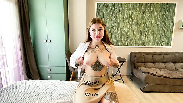 Horny Russian girl with big naturals seduces her classmate and fucks with him at her place