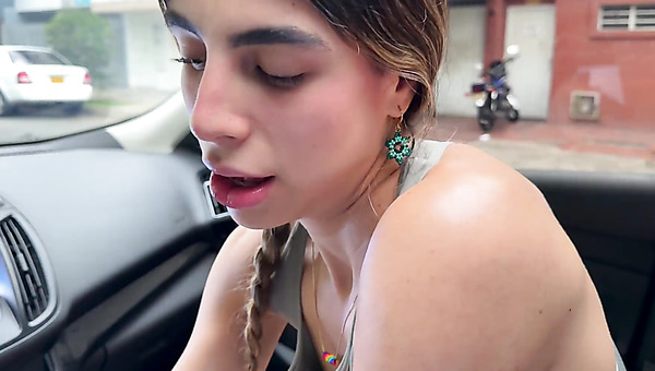 Girlfriend's friend thanks him for giving her a ride with a blowjob