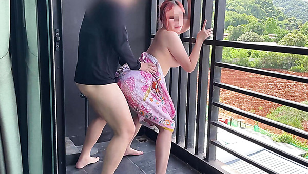 Fucking Thai stepsis on the balcony - Amateur