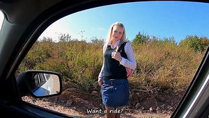 A Pretty Slim Blonde Student Pleased Me With a Great Outdoor Blowjob & Sex For Giving Her a Lift