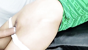 Skinny thai let him rub his hard dick on her teen pussy and cum all over it