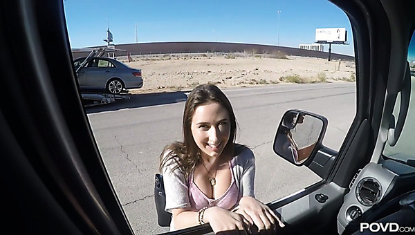 Provocative beaut Ashley Adams banged hard in dude's car