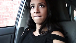 Shaved pussy of beautiful busty babe Teanna Trump gets fucked in the car